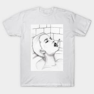 girl smokes a cigarette T-Shirt